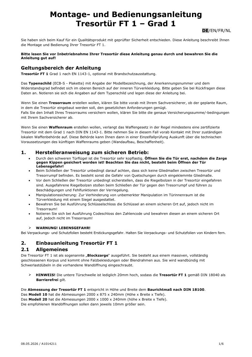 Bedienungs & Montageanleitung